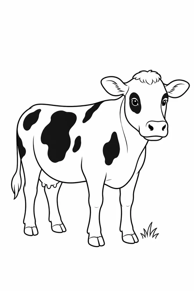 Realistic Cow Realistic cow easy beginner page coloring page