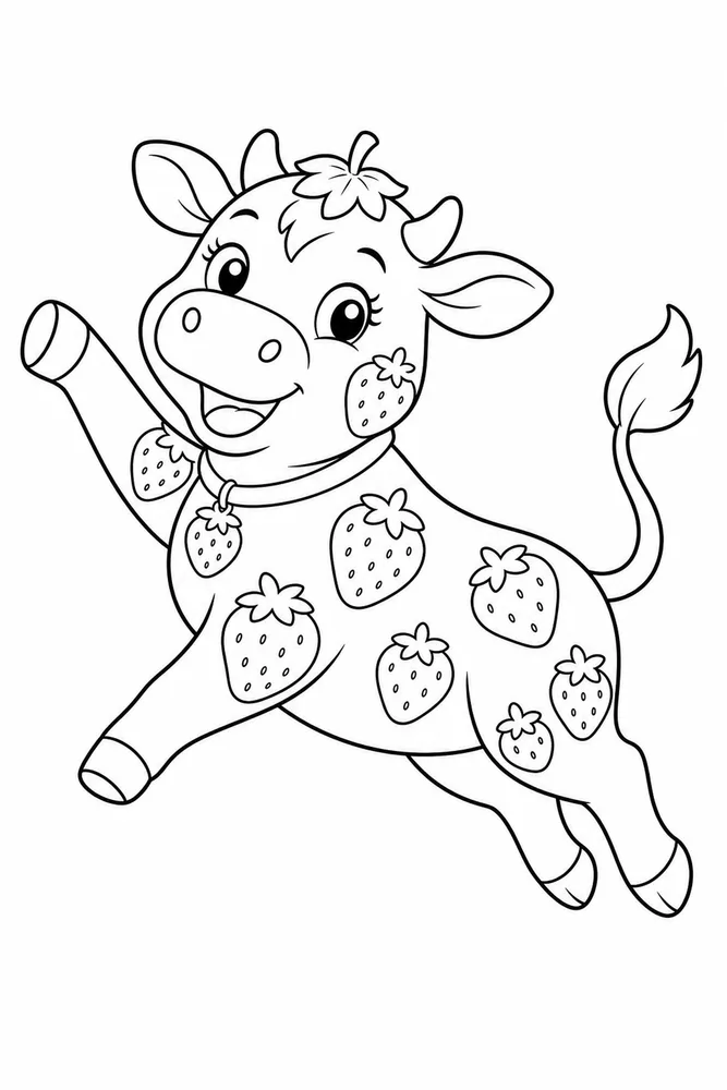 Strawberry Cow Strawberry cow playful pose coloring page