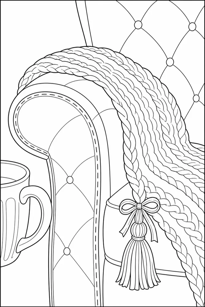 Cozy Corner Cozy corner close up detail coloring page