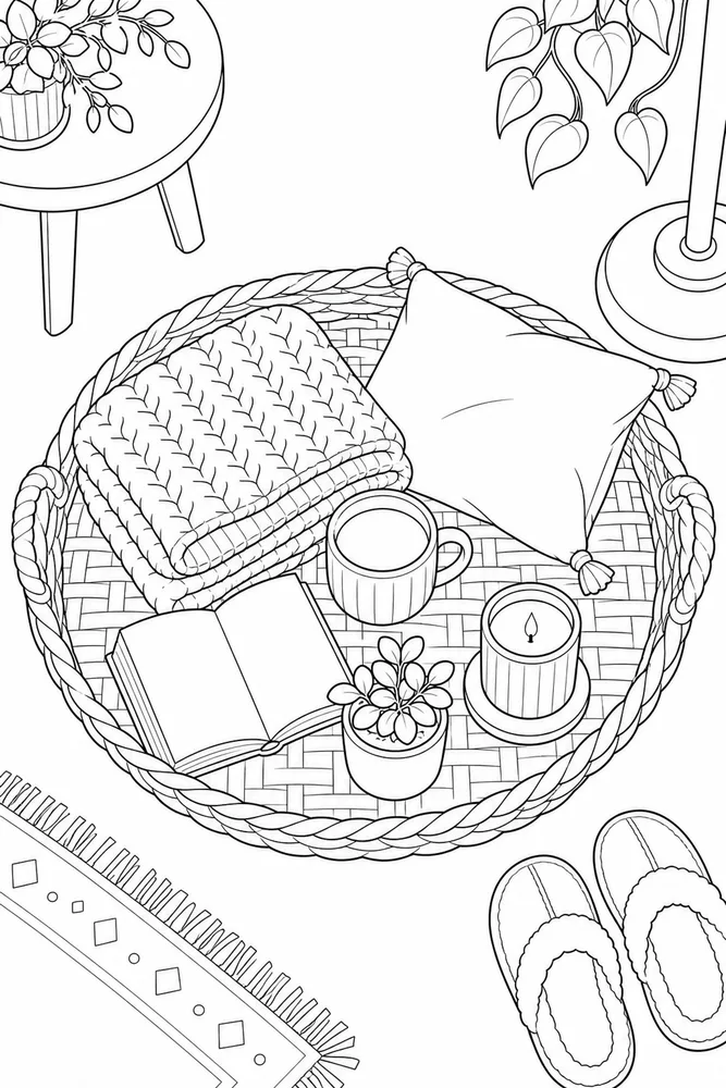 Cozy Corner Cozy corner cozy indoor moment coloring page