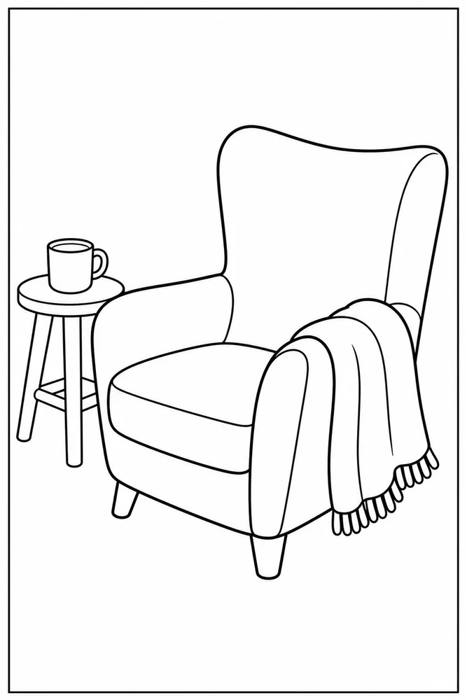 Cozy Corner Cozy corner easy beginner page coloring page
