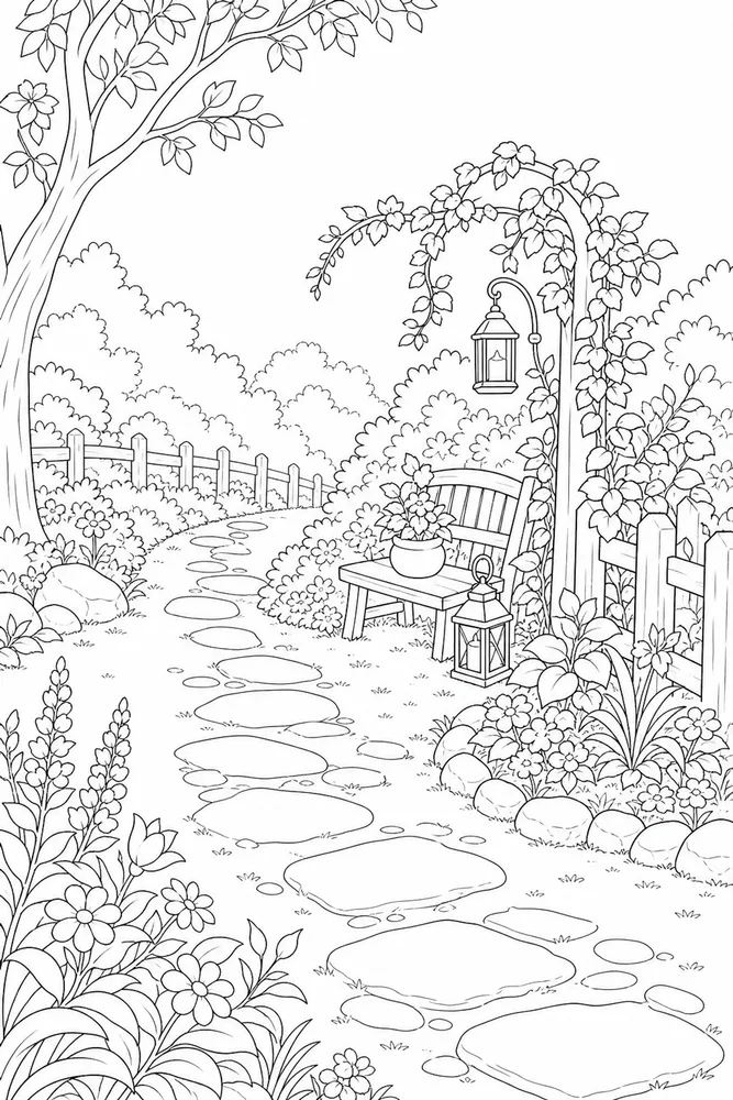 Cozy Corner Cozy corner outdoor path coloring page