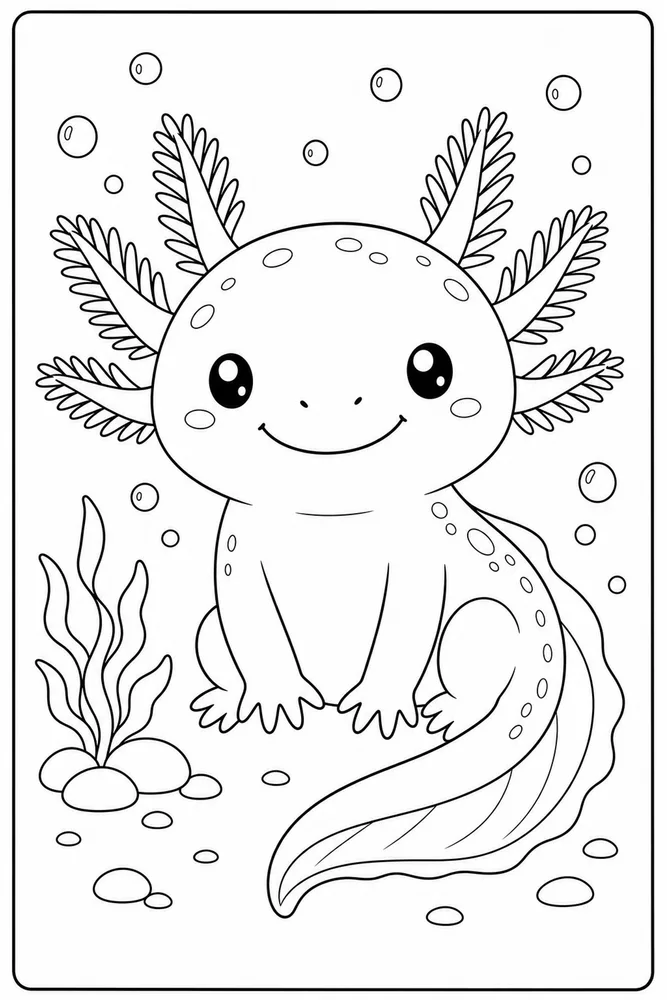 Cute Axolotl Axolotl Simple Portrait coloring page