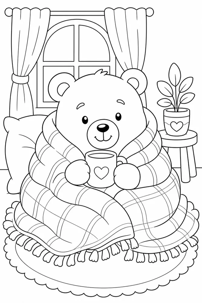 Cute Bear Bear Cozy Blanket coloring page
