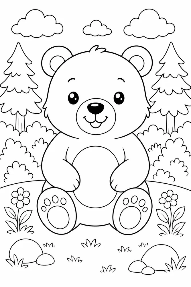Cute Bear Bear Simple Portrait coloring page