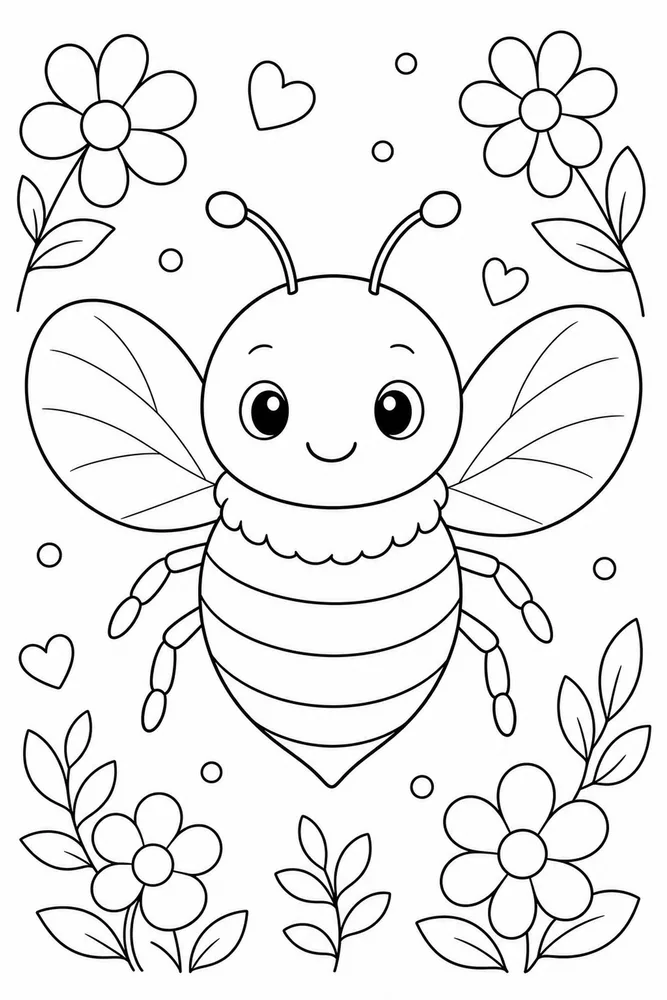 Cute Bee Bee Simple Portrait coloring page