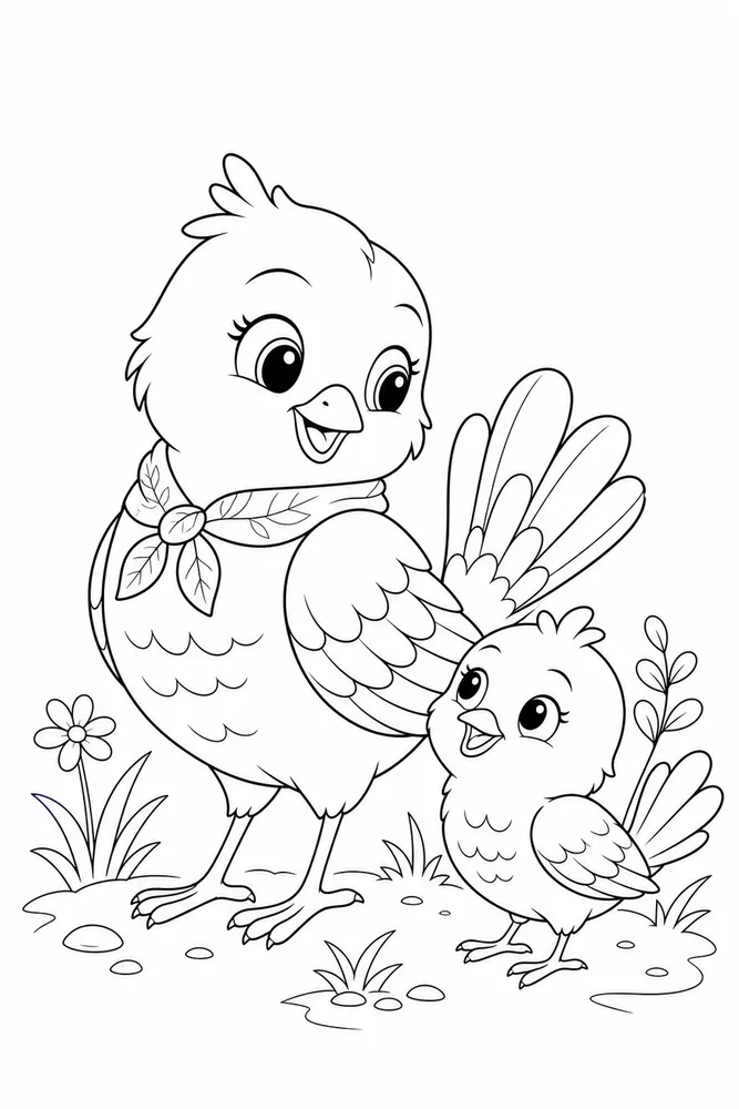 Cute Bird Cute bird feather detail coloring page