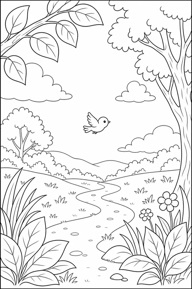 Cute Bird Cute bird simple wing pose coloring page