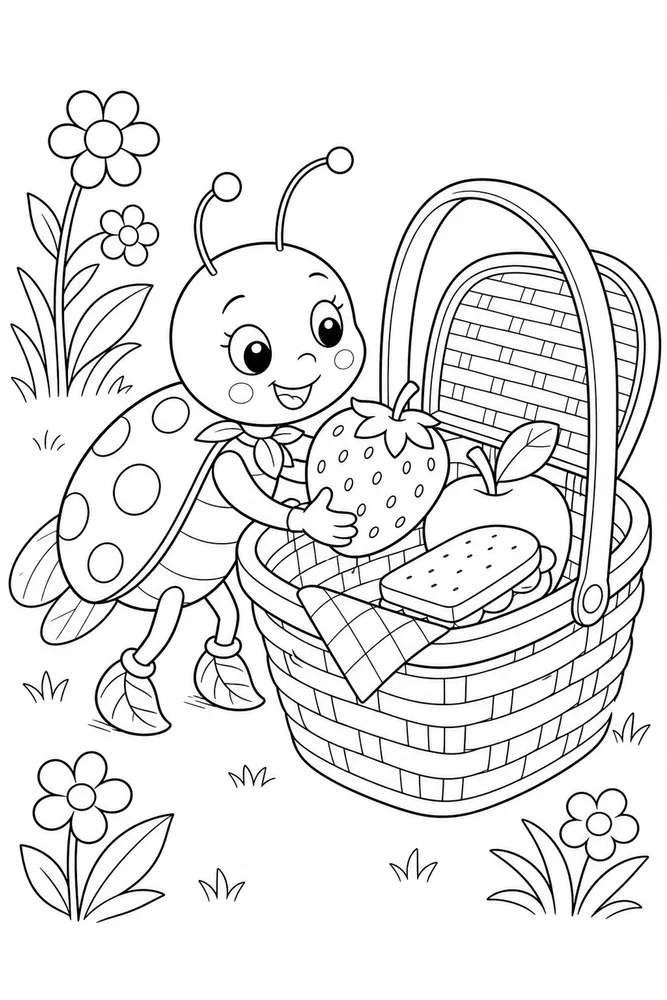 Cute Bug Cute bug activity scene coloring page