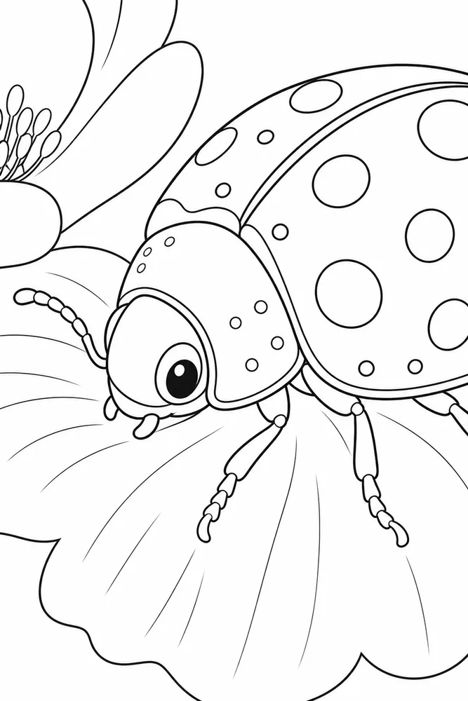 Cute Bug Cute bug close up detail coloring page
