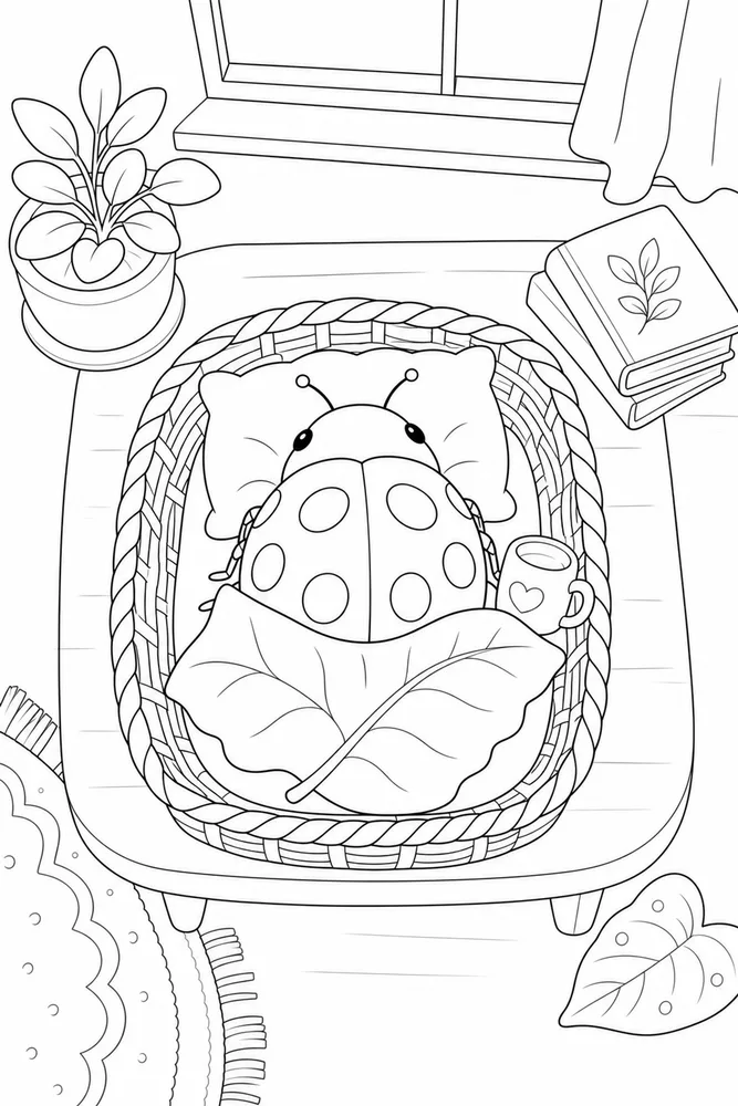 Cute Bug Cute bug cozy indoor moment coloring page