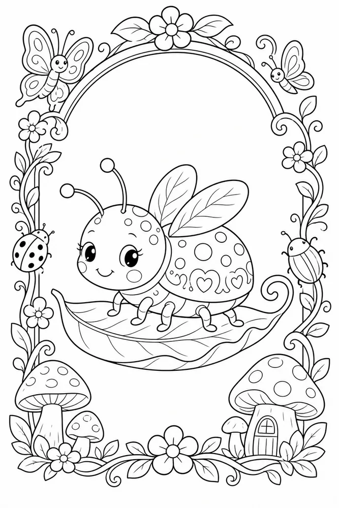 Cute Bug Cute bug decorative border coloring page