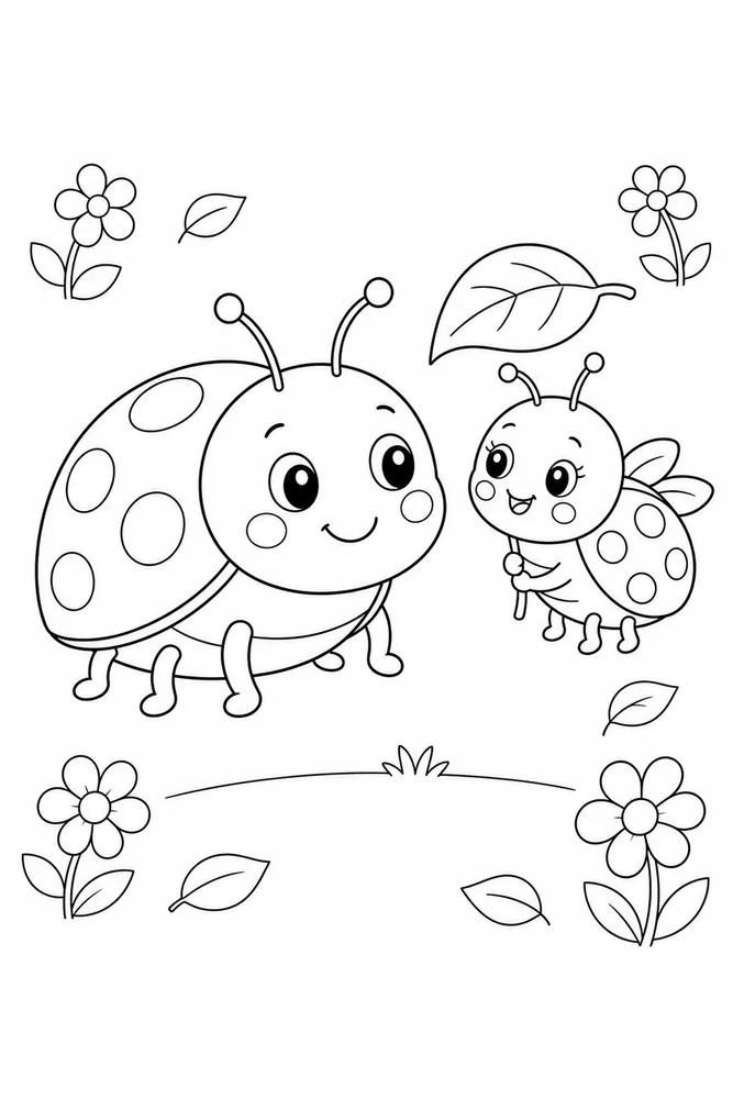 Cute Bug Cute bug family scene coloring page