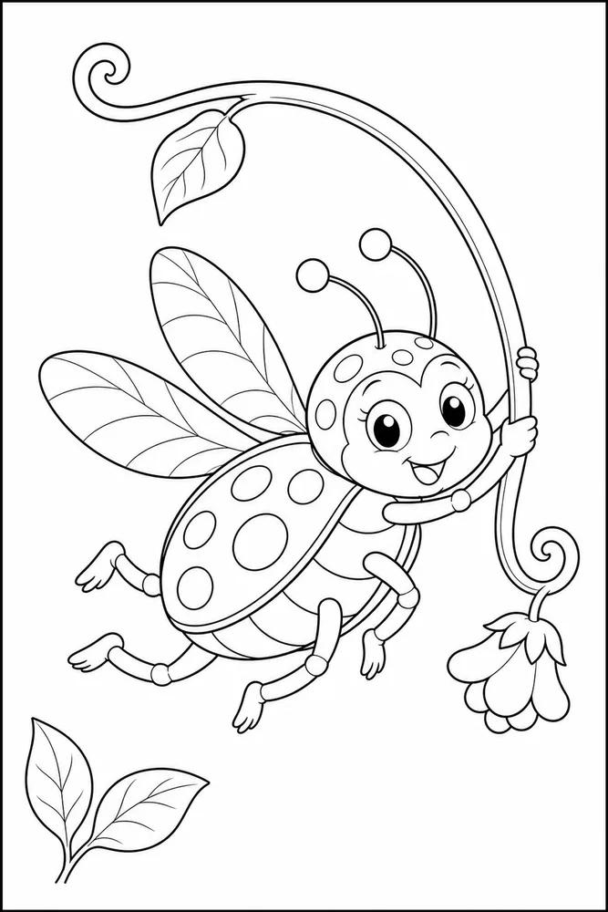 Cute Bug Cute bug playful pose coloring page
