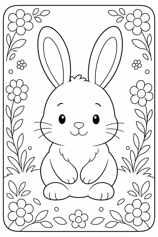 Cute Bunny Bunny Simple Portrait coloring page