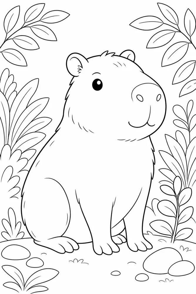 Cute Capybara Capybara Simple Portrait coloring page