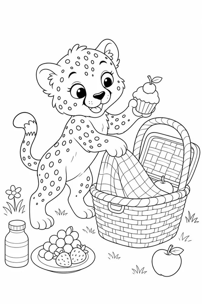 Cute Cheetah Cute cheetah activity scene coloring page