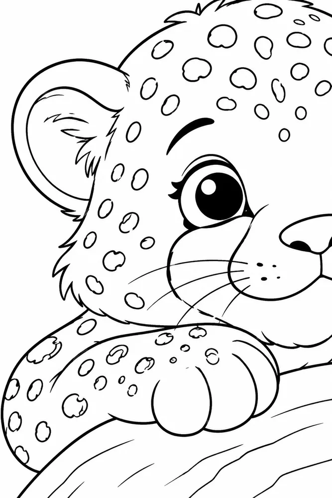 Cute Cheetah Cute cheetah close up detail coloring page