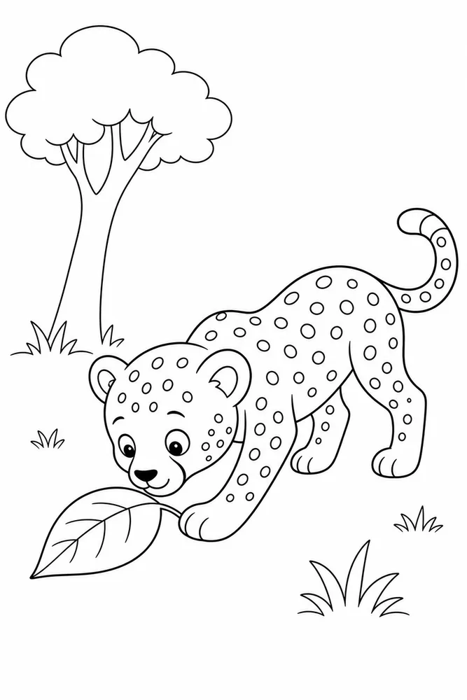 Cute Cheetah Cute cheetah easy beginner page coloring page