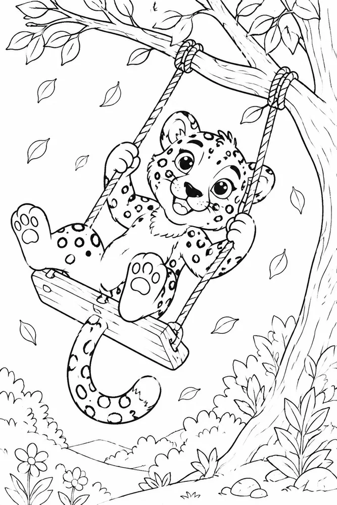Cute Cheetah Cute cheetah playful pose coloring page