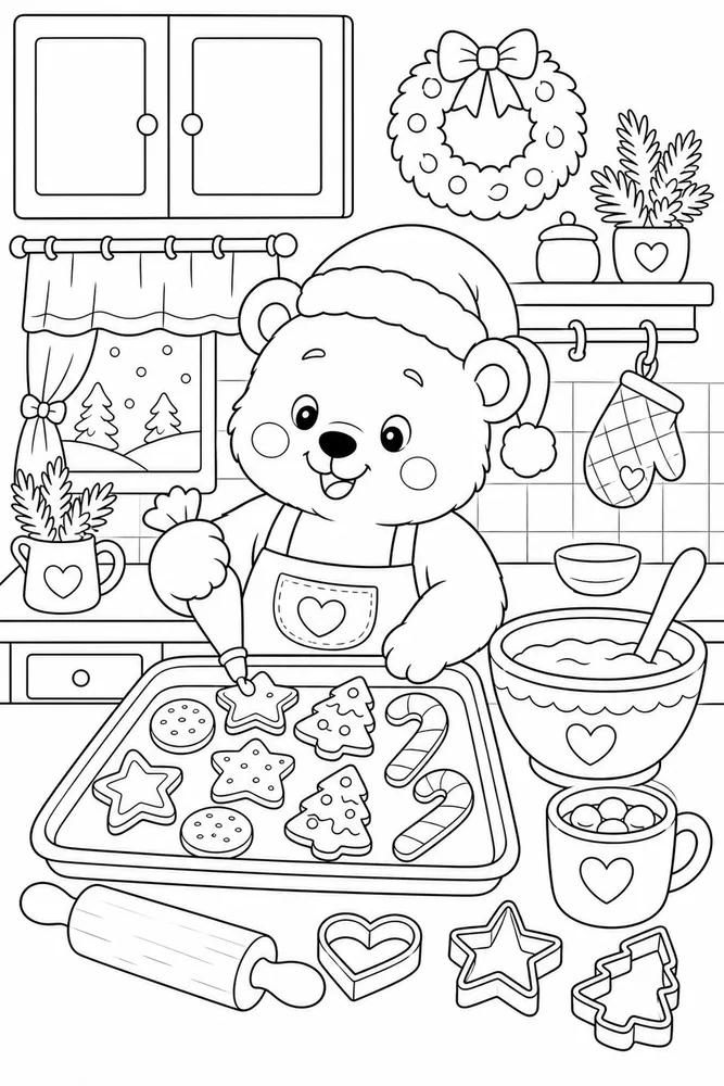 Cute Christmas Cookie Tray Kitchen coloring page