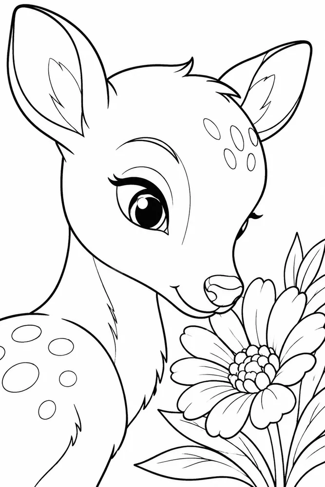 Cute Deer Cute deer close up detail coloring page