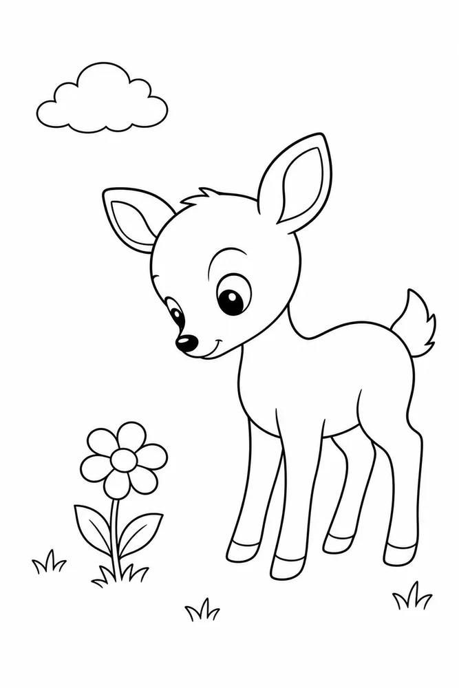 Cute Deer Cute deer easy beginner page coloring page