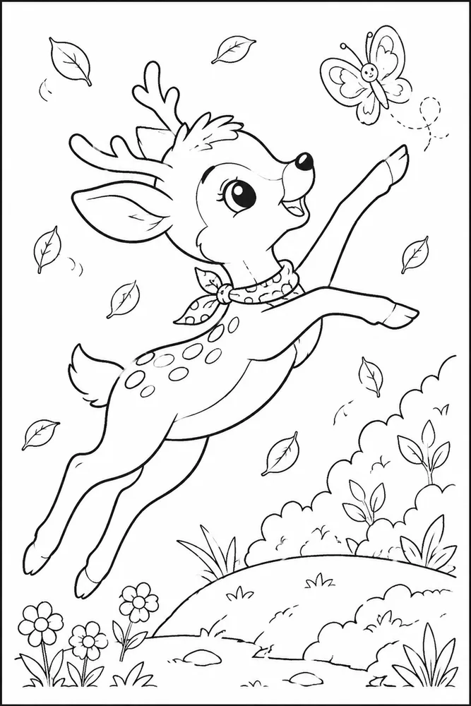 Cute Deer Cute deer playful pose coloring page