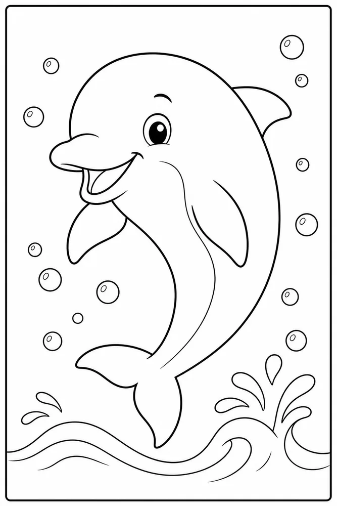 Cute Dolphin Dolphin Simple Portrait coloring page