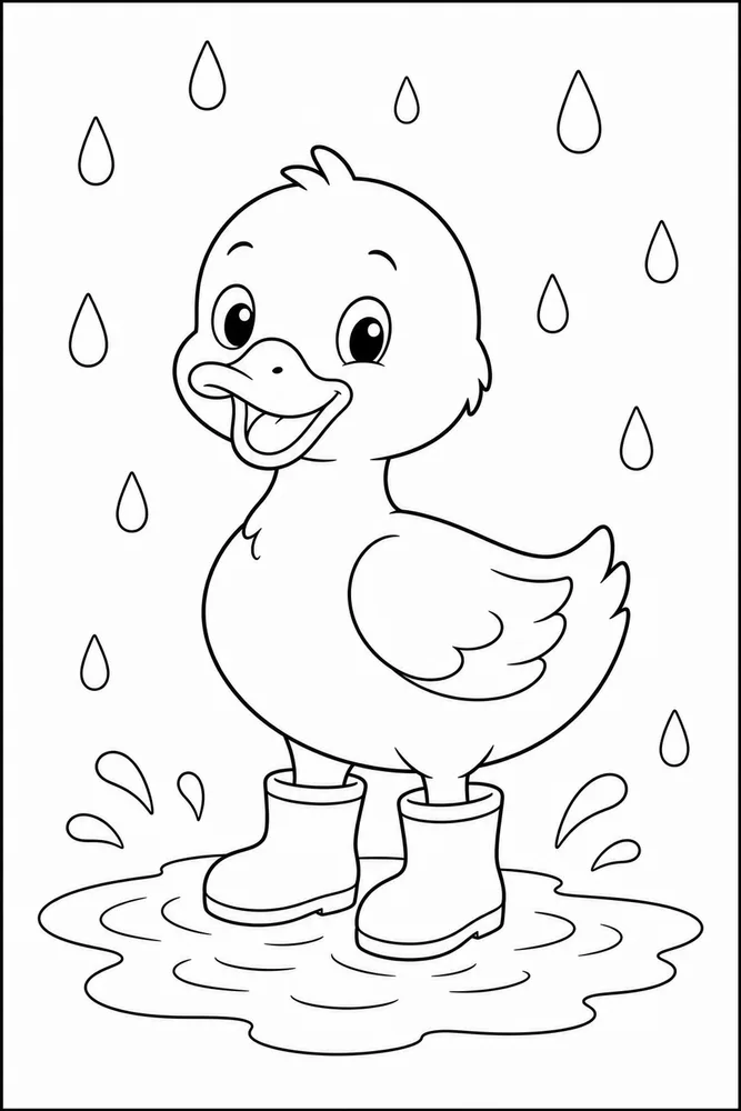 Cute Duck Duck Rain Boots coloring page