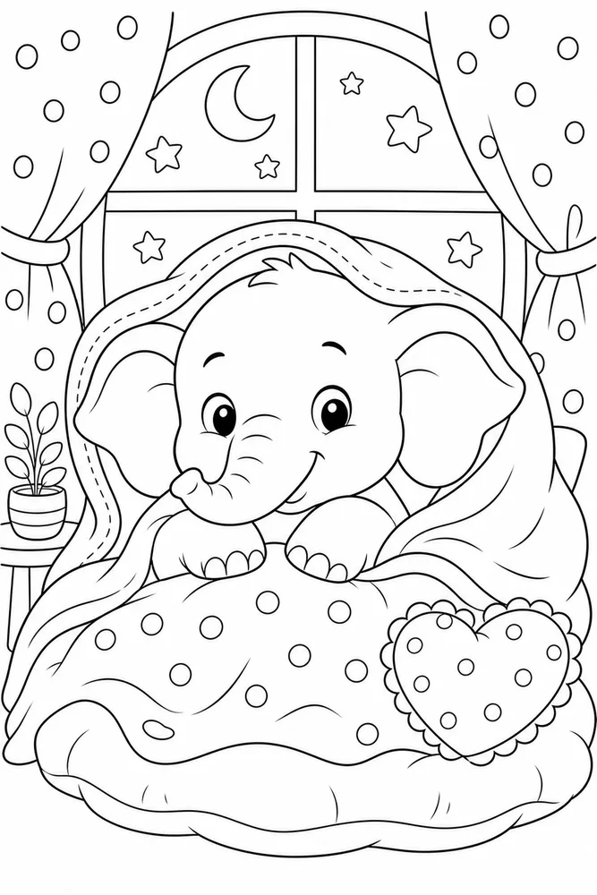Cute Elephant Elephant Cozy Blanket coloring page