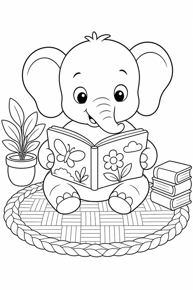 Cute Elephant Elephant Reading Mat coloring page