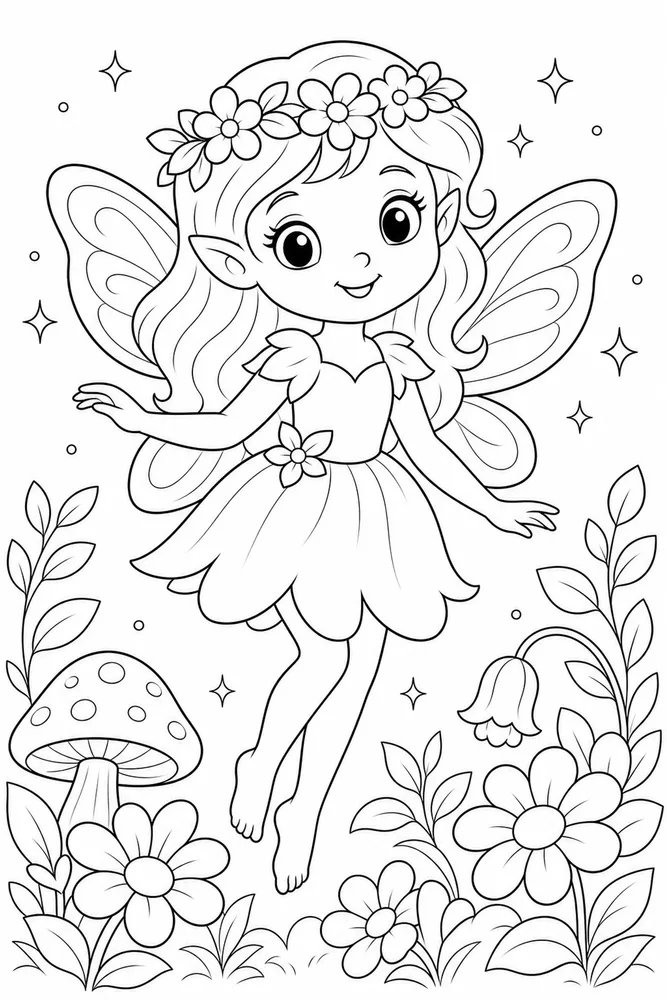 Cute Fairy Fairy Simple Portrait coloring page