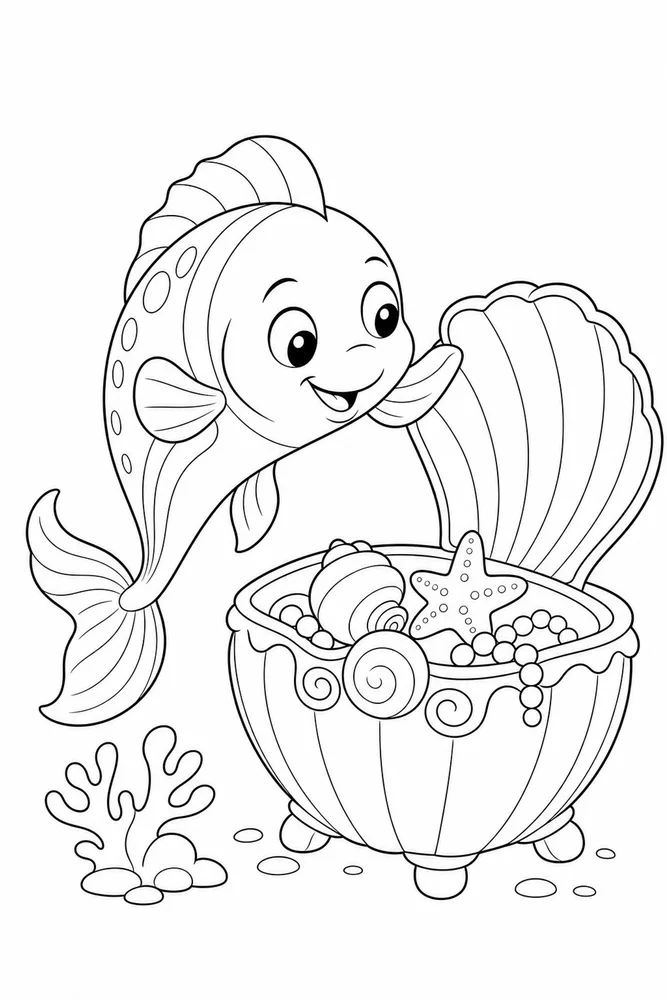 Cute Fish Cute fish activity scene coloring page