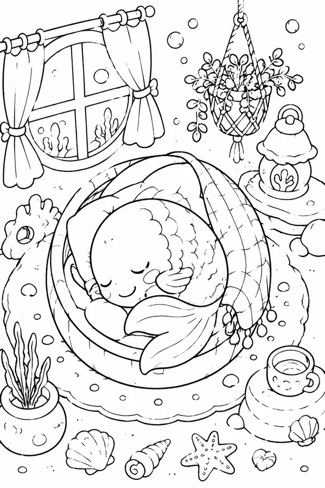 Cute Fish Cute fish cozy indoor moment coloring page