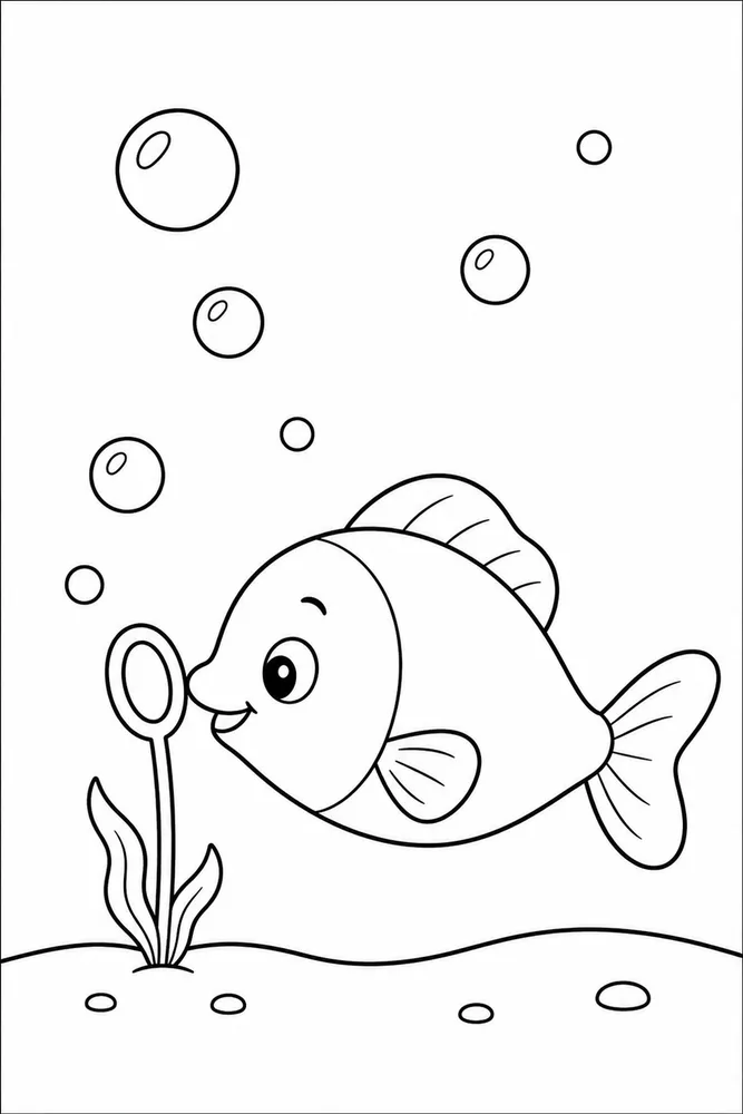 Cute Fish Cute fish easy beginner page coloring page
