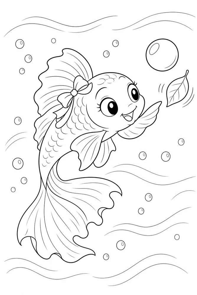 Cute Fish Cute fish playful pose coloring page