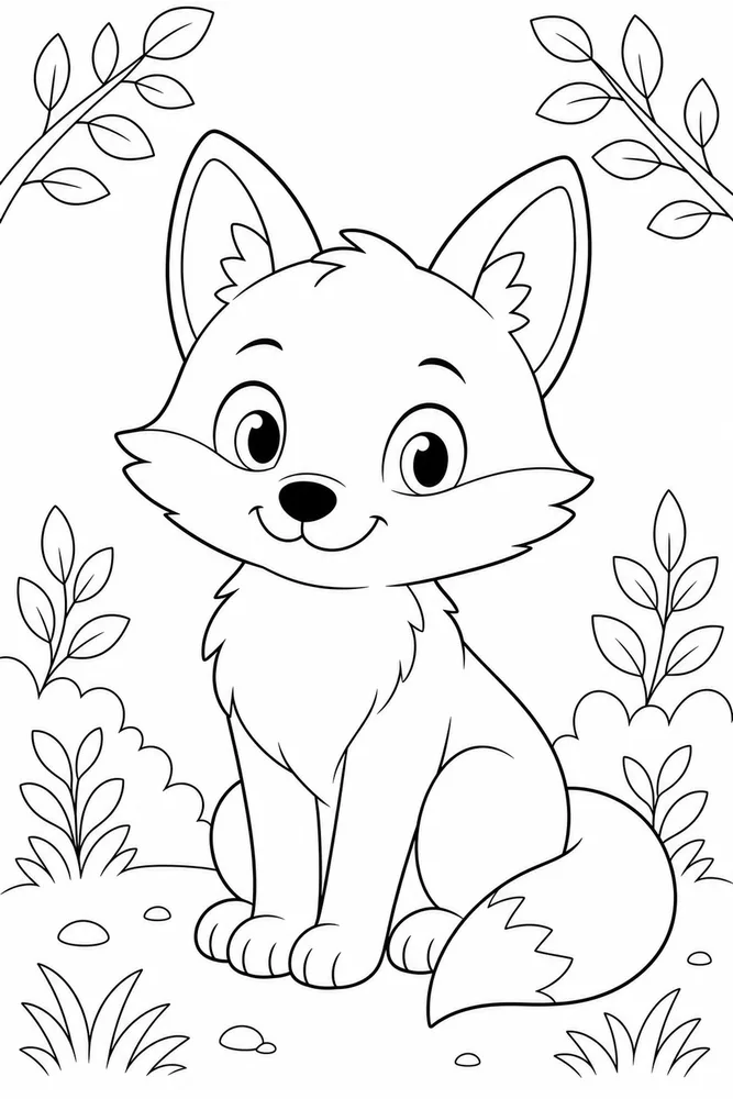 Cute Fox Fox Simple Portrait coloring page
