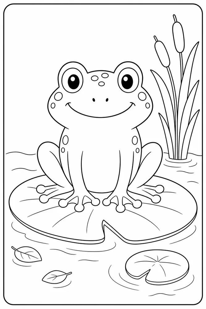 Cute Frog Coloring Pages preview: Cute Frog Frog Lily Pad coloring page