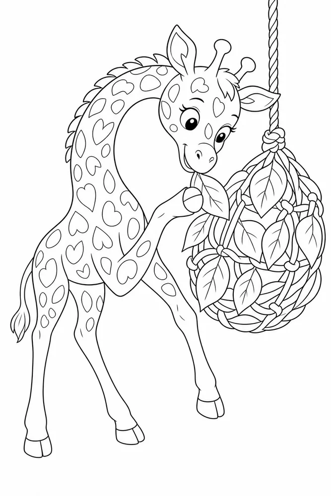 Cute Giraffe Cute giraffe activity scene coloring page