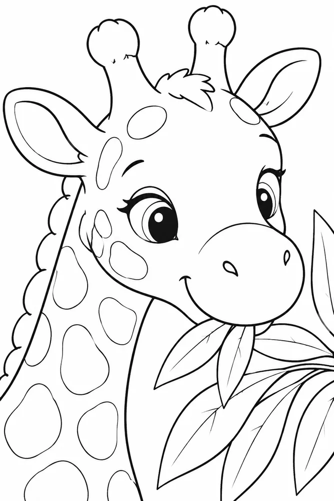 Cute Giraffe Cute giraffe close up detail coloring page