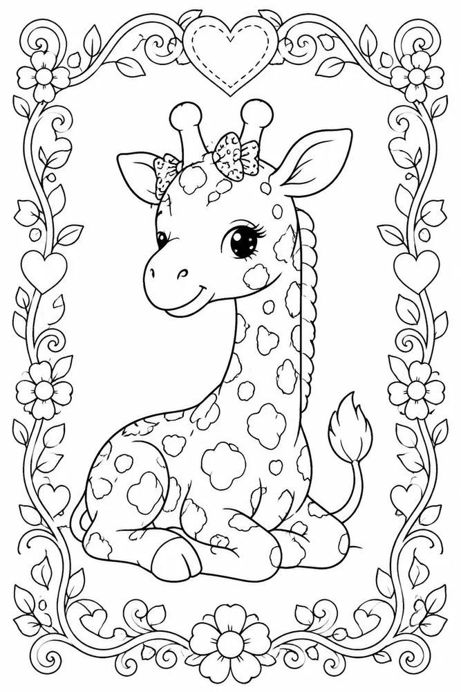 Cute Giraffe Cute giraffe decorative border coloring page