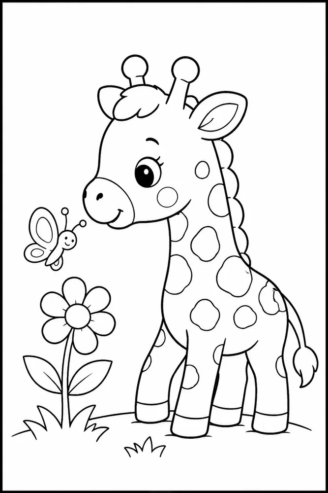 Cute Giraffe Cute giraffe easy beginner page coloring page