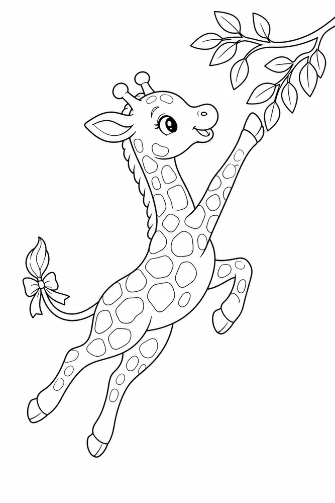 Cute Giraffe Cute giraffe playful pose coloring page