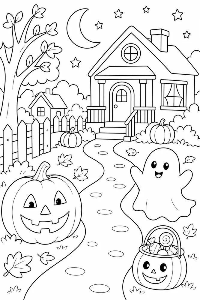 Cute Halloween Trick Or Treat Path coloring page