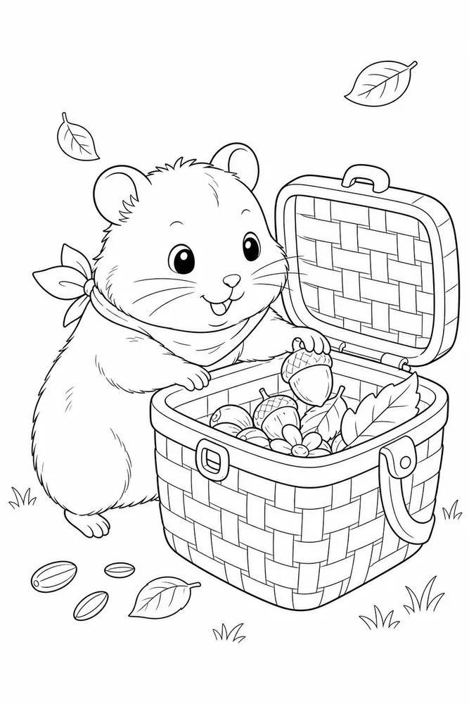 Cute Hamster Cute hamster activity scene coloring page