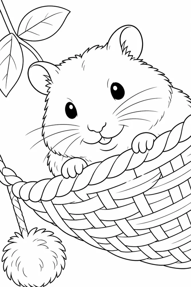 Cute Hamster Cute hamster close up detail coloring page