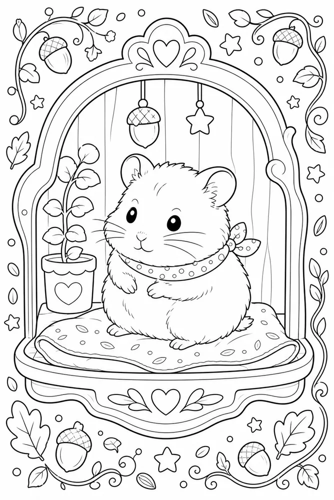 Cute Hamster Cute hamster decorative border coloring page