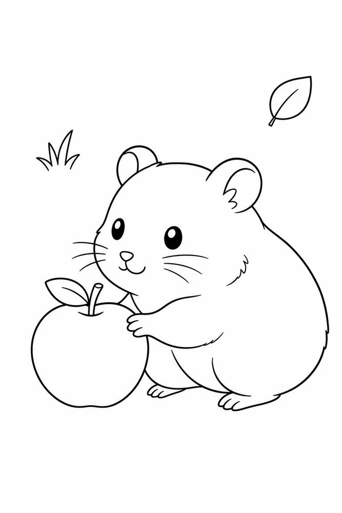 Cute Hamster Cute hamster easy beginner page coloring page