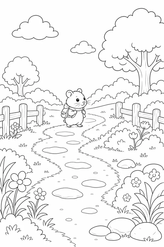 Cute Hamster Cute hamster outdoor path coloring page